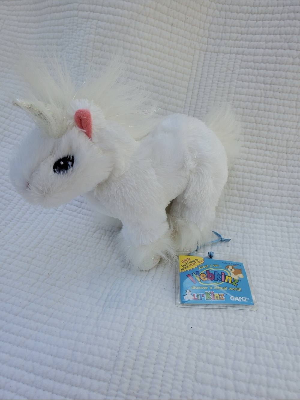 GANZ Webkinz Small White Plush Unicorn With Code